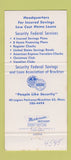 Matchbook Cover - Security Federal Savings Brockton MA 30 Strike