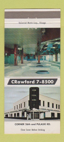 Matchbook Cover - Second Federal Savings Chicago IL 30 Strike