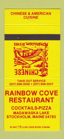 Matchbook Cover - Rainbow Cove Restaurant Stockholm ME Chinese 30 Strike