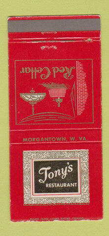 Matchbook Cover - Tony's Restaurant Red Cellar Morgantown WV 30 Strike
