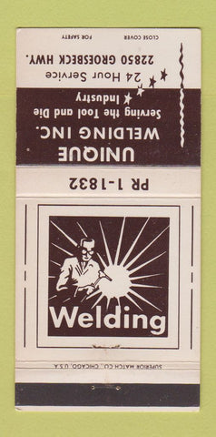 Matchbook Cover - Unique Welding Warren MI 30 Strike