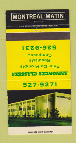 Matchbook Cover - Montreal Matin QC Annonces Classees 30 Strike