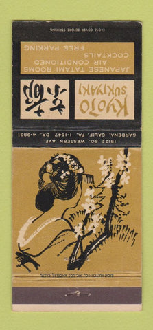Matchbook Cover - Kyoto Sukiyaki Japanese Restaurant Gardena CA 30 Strike