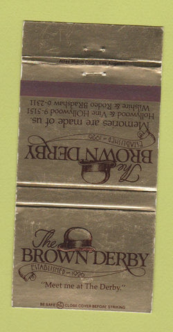 Matchbook Cover - Brown Derby Restaurant Hollywood CA Beverly Hills 30 Strike
