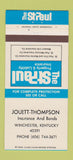 Matchbook Cover - St Paul Insurance Jouett Thompson Winchester KY 30 Strike