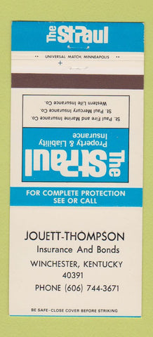 Matchbook Cover - St Paul Insurance Jouett Thompson Winchester KY 30 Strike