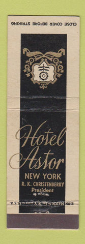 Matchbook Cover - Hotel Astor New York City #1 Black White