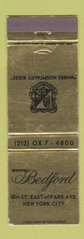Matchbook Cover - Hotel Bedford New York City WEAR