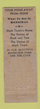 Matchbook Cover - Mark Twain Hotel Hannibal MO WEAR