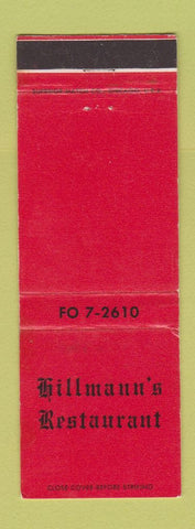 Matchbook Cover - Hillmann's Restaurant Bronx NY