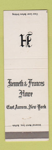 Matchbook Cover - Kenneth Frances Howe East Aurora NY