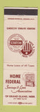 Matchbook Cover - Home Federal Savings Grand Island NE