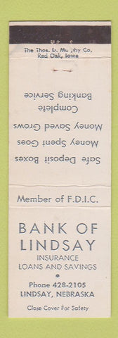 Matchbook Cover - Bank of Lindsay NE