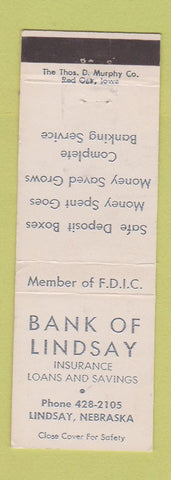 Matchbook Cover - Bank of Lindsay NE