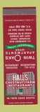 Matchbook Cover - Hall's Chestnut Restaurant Twin Oaks Apartments Kansas City MO