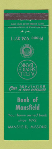Matchbook Cover - Bank of Mansfield MO