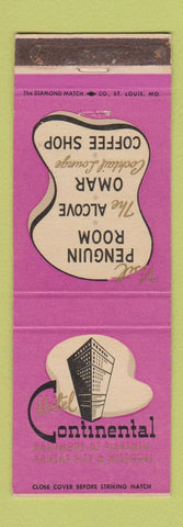 Matchbook Cover - Hotel Continental Kansas City MO