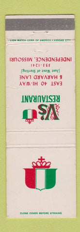 Matchbook Cover - V's Restaurant Independence MO