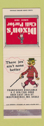 Matchbook Cover - Dixon's Chili Parlor Independence MO