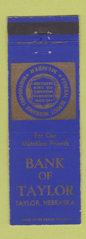 Matchbook Cover - Bank of Taylor NE