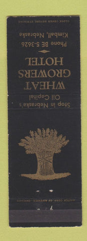 Matchbook Cover - Wheat Growers Hotel Kimball NE