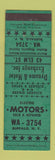 Matchbook Cover - Electric Motors Dynamo & Motor Buffalo NY WEAR
