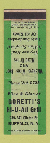Matchbook Cover - Goretti's Hi U All Grill Buffalo NY