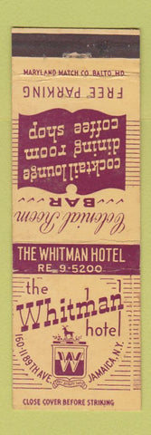 Matchbook Cover - Whitman Hotel Jamaica NY