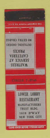 Matchbook Cover - Lower Lobby Restaurant New York City WEAR