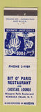 Matchbook Cover - Bit o Paris Restaurant Niagara Falls NY