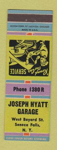 Matchbook Cover - Joseph Hyatt Garage Seneca Falls NY WEAR