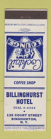 Matchbook Cover - Billinghurst Hotel Binghamton NY