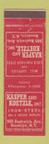 Matchbook Cover - Kasper and Coetzle Mill Supply Steel Brooklyn NY