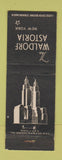 Matchbook Cover - Waldorf Astoria Hotel New York City deco