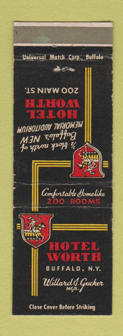 Matchbook Cover - Worth Hotel Buffalo NY