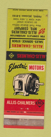Matchbook Cover - Allis Chalmers Electric Motors New York City