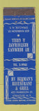 Matchbook Cover - Hy Berman's Restaurant Syracuse NY
