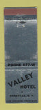 Matchbook Cover - Valley Hotel Dansville NY SILVEr