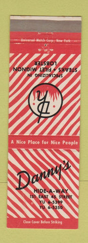 Matchbook Cover - Danny's Hide A Way New York City CREASE