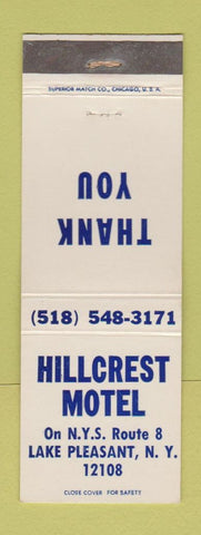 Matchbook Cover - Hillcrest Motel Lake Pleasant NY WEAR