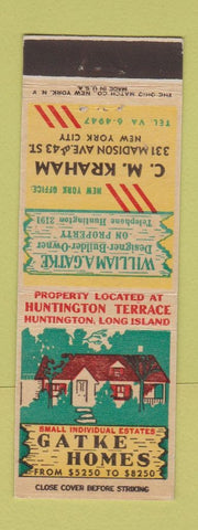 Matchbook Cover - Gatke Homes New York City CM Kraham
