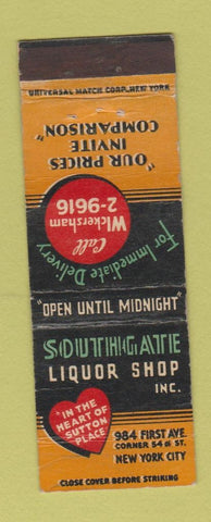 Matchbook Cover - Southgate Liquor Shop New York City WEAR