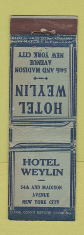 Matchbook Cover - Hotel Weylin New York City Lion Canada 1929 WEAR
