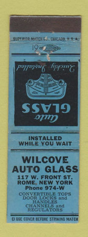 Matchbook Cover - Wilcove Auto Glass Rome NY