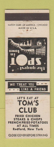 Matchbook Cover - Tom's Club Redford NY