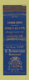 Matchbook Cover - L Armorique Restaurant New York City POOR