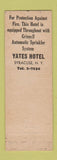 Matchbook Cover - Yates Hotel Syracuse NY