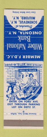 Matchbook Cover - Wilber National Bank Schenevus Milford NY