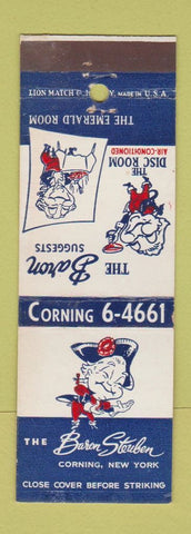Matchbook Cover - Baron Stueben Hotel Corning NY
