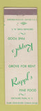 Matchbook Cover - Rappl's Restaurant Orchard Park NY